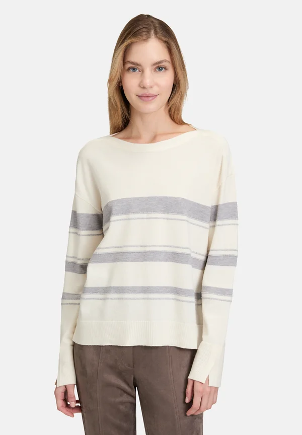 PULLOVER MIT FADEN - Strickpullover - patch cream grey