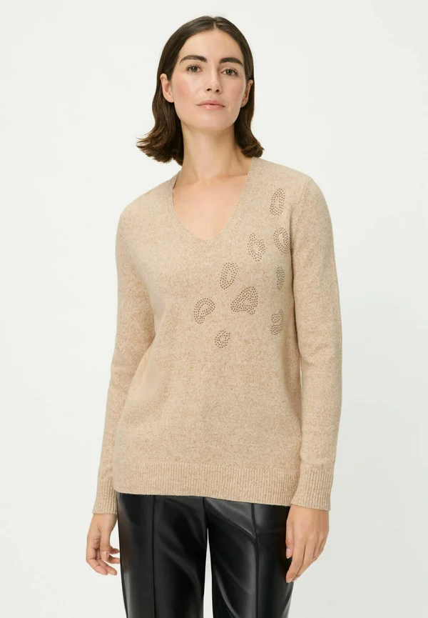 PULLOVER MIT FUNKELDEN ZIERELEMENTEN - Strickpullover - beige