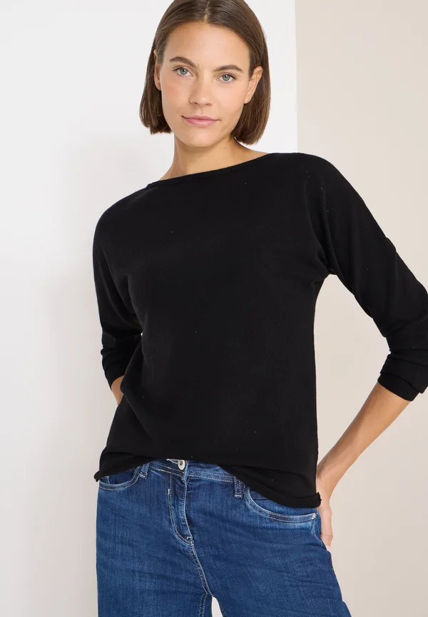 PULLOVER MIT GLITZEREFFEKT - Strickpullover - schwarz