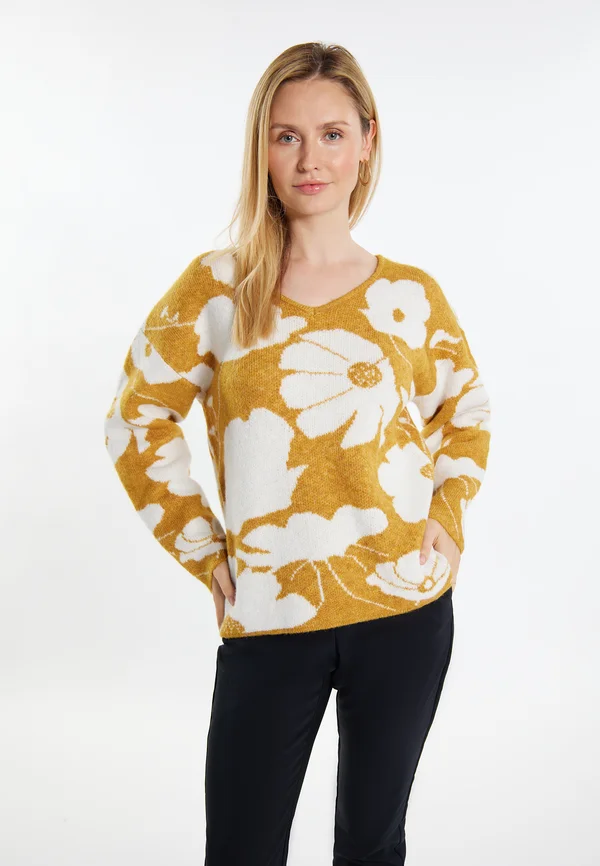 PULLOVER - Strickpullover - curry weiss
