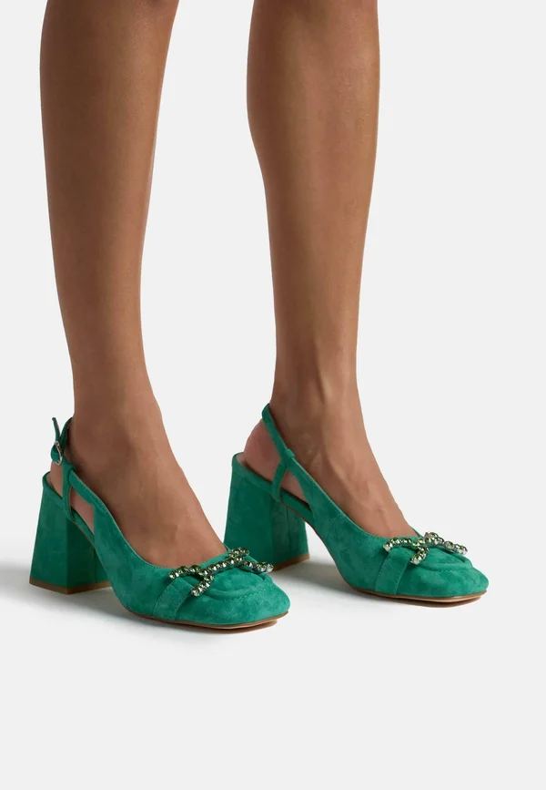 Pumps - dark green marbled