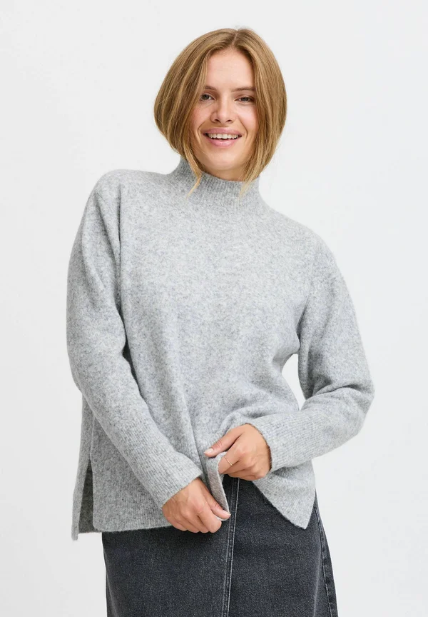 PZASTRA Turtleneck - Strickpullover - light grey melange