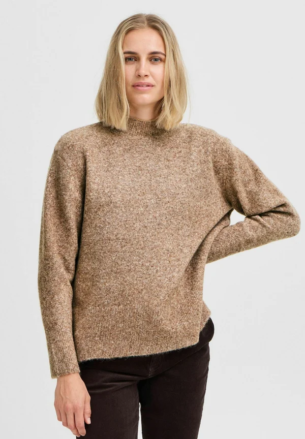 PZASTRA Turtleneck - Strickpullover - tobacco brown melange