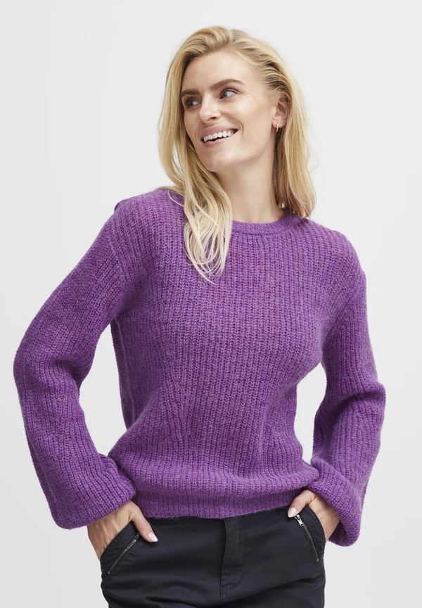 PZIRIS BOATNECK PULLOVER - Strickpullover - bright purple melange