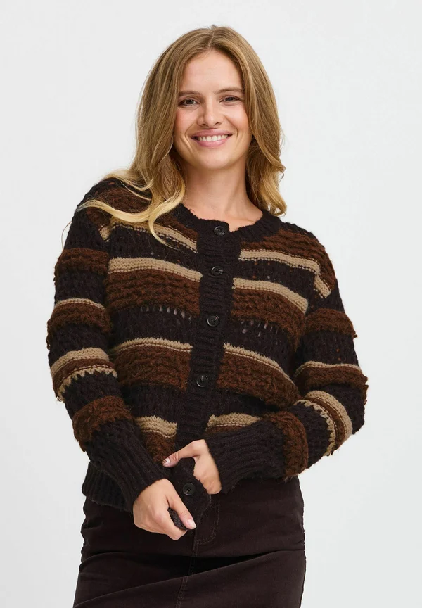 PZJACKIE - Strickjacke - espresso striped
