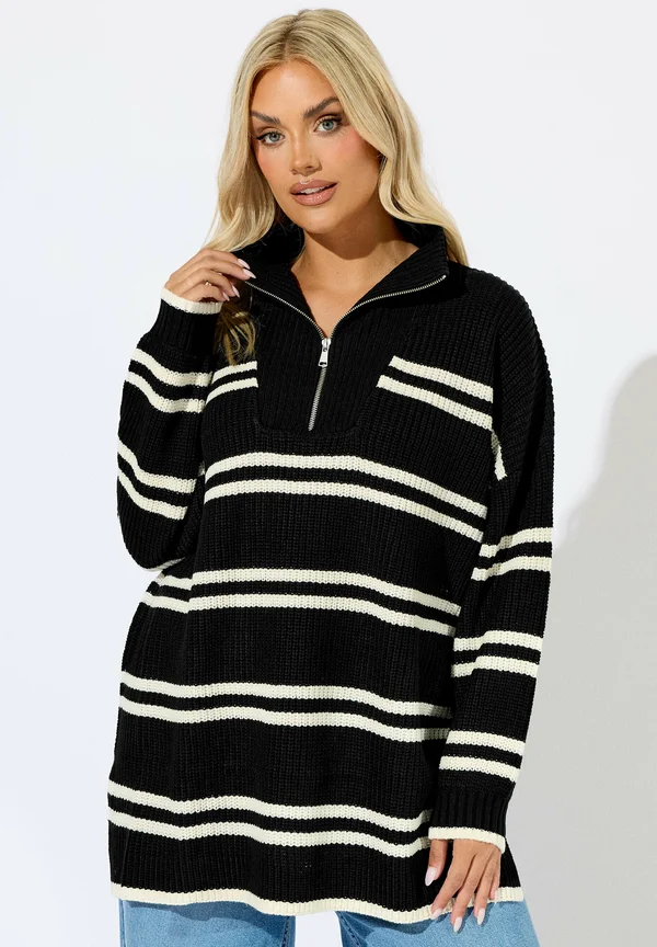 QUARTER ZIP - Strickpullover - black