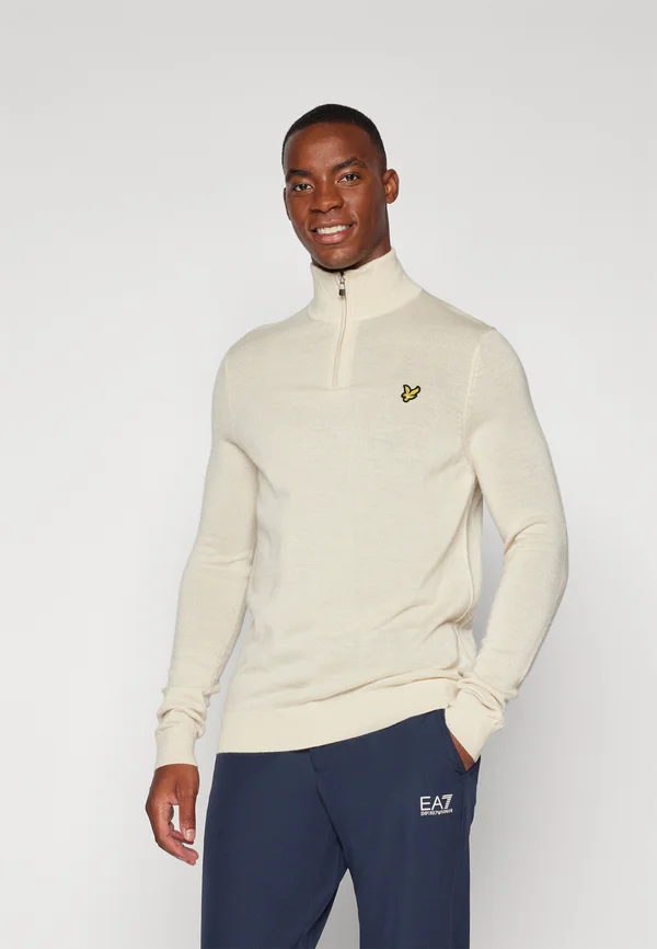 QUARTER ZIP - Strickpullover - white