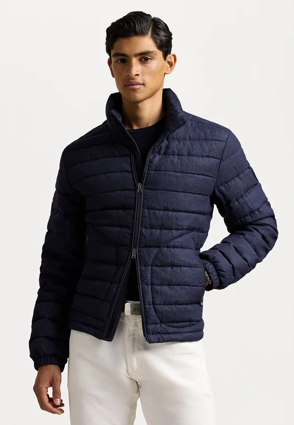 QUILTED LINEN DOWN JACKET - Daunenjacke - collection navy