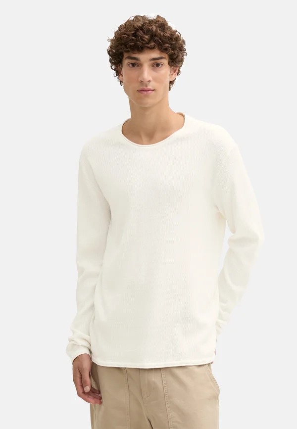 R NECK - Strickpullover - weiß