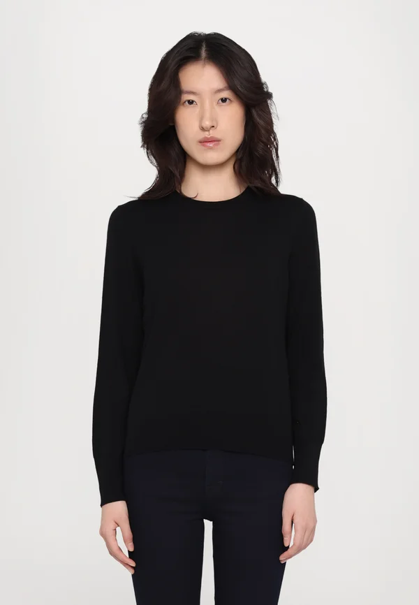 R NECK SWEATER - Strickpullover - black
