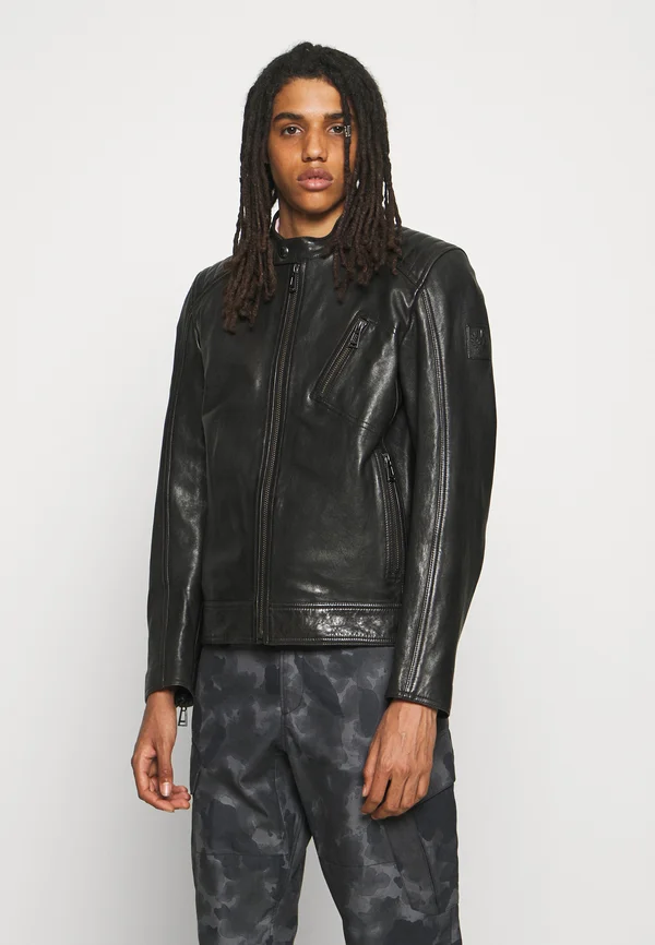RACER JACKET - Lederjacke - black