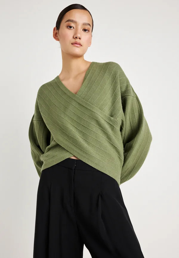 RACHELLE WRAP PULLOVER - Strickpullover - olivine