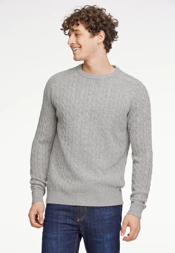 RAGLAN O-NECK - Strickpullover - mid grey mel