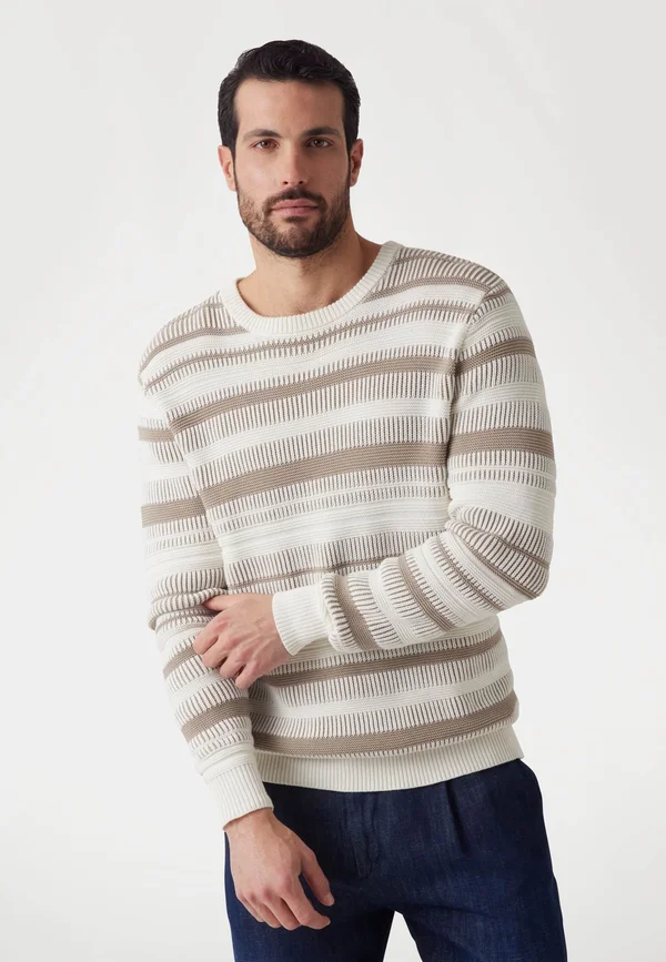 À RAYURES COUPE CLASSIQUE - Strickpullover - beige multi