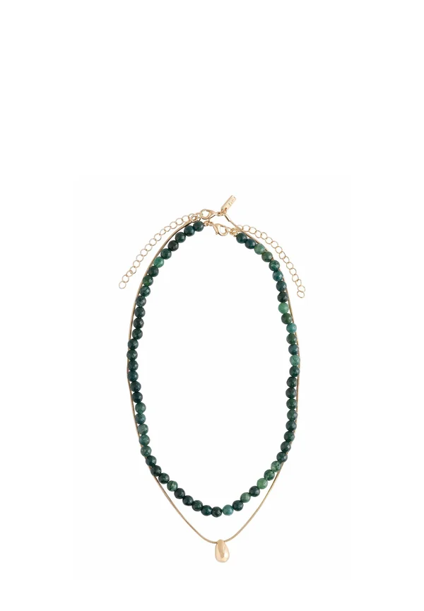 REAL STONE BEADED TWO ROW 2 PACK - Halskette - green