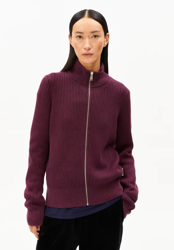 REBECCAA GMT DYE - Strickjacke - dark cranberry