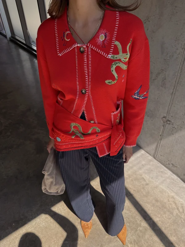 RED MYSTCIAL CARDIGAN - Strickjacke - red