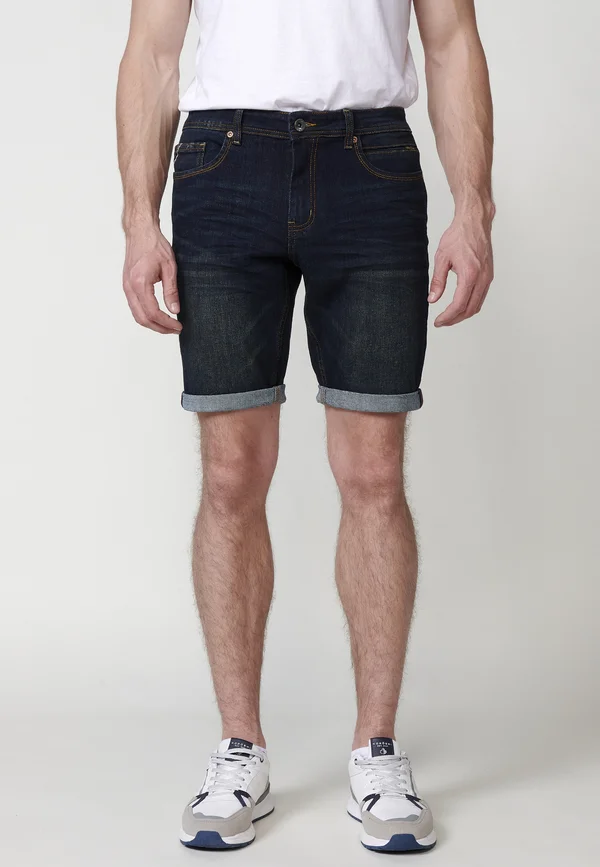 REGULAR BERMUDA WITH FIVE POCKETS - Jeans Shorts - azul osc dark blue