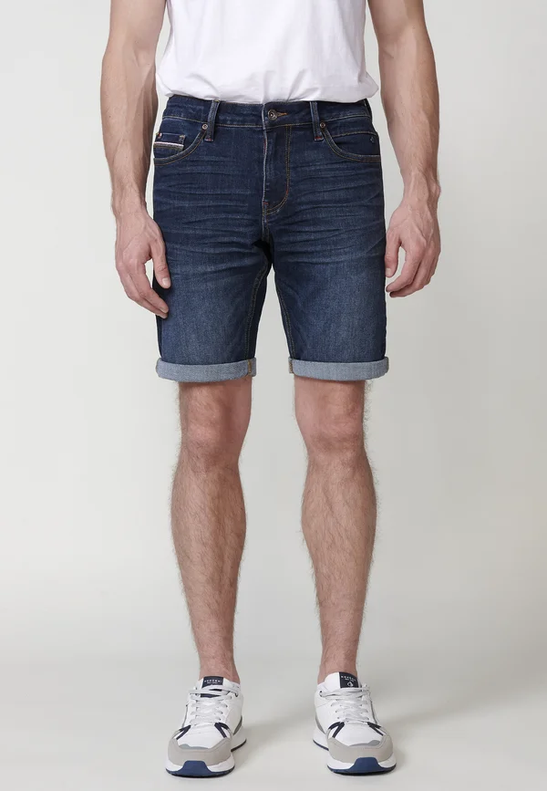 REGULAR BERMUDA WITH FIVE POCKETS - Jeans Shorts - azul osc dark blue