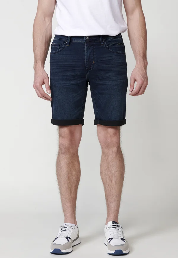 REGULAR BERMUDA WITH FIVE POCKETS - Jeans Shorts - azul osc dark blue