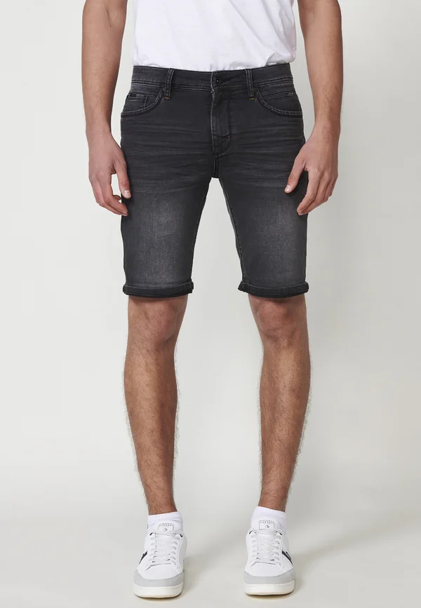 REGULAR BERMUDA WITH POCKETS  - Jeans Shorts - black denim