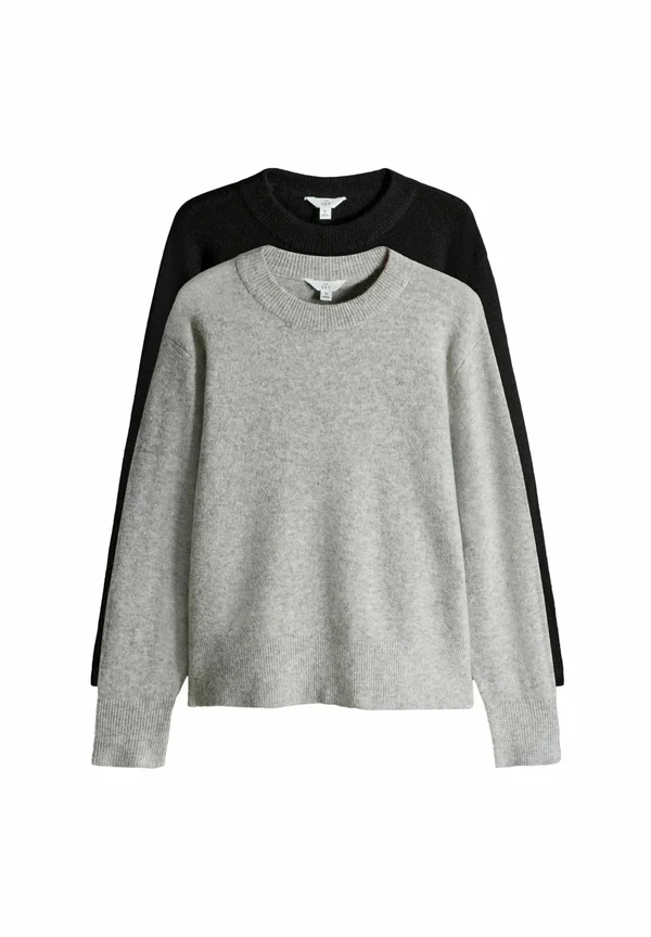 REGULAR FIT - 2 PACK CREW NECK - Strickpullover - black/grey marl