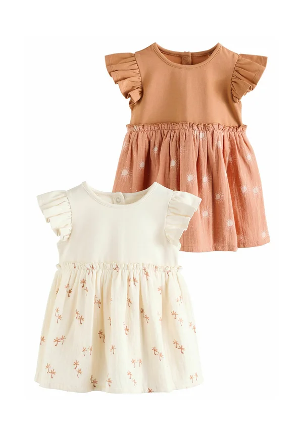 REGULAR FIT - 2 PACK - Freizeitkleid - brown and ecru printed