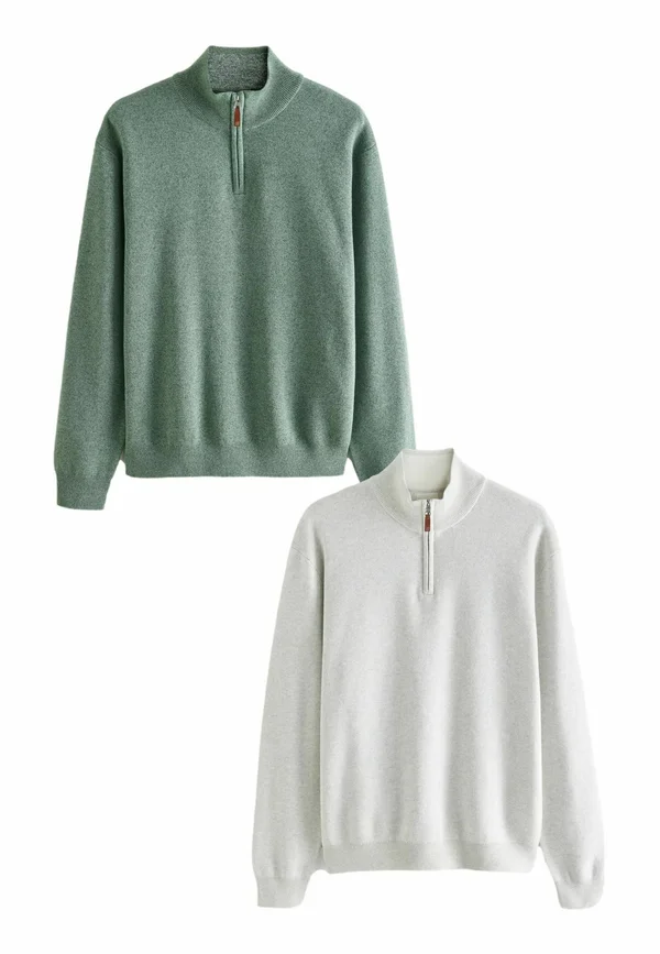 REGULAR FIT-2 PACK - Strickpullover - sage green oatmeal