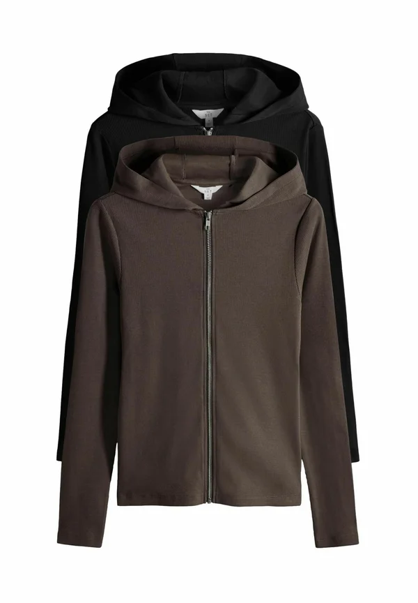 REGULAR FIT - 2 PACK ZIP THROUGH - Strickjacke - mink/black