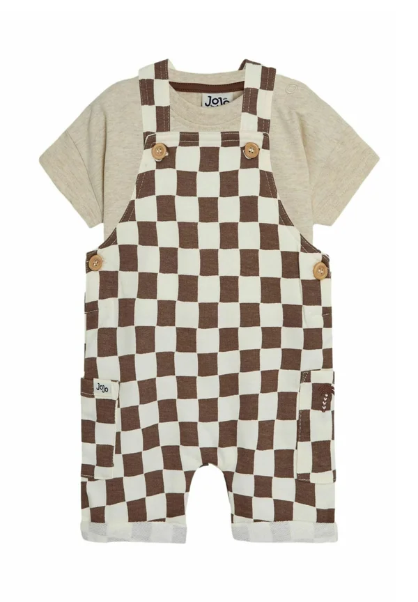 REGULAR FIT - 2-PIECE CHECKERBOARD SET - T-Shirt basic - stone
