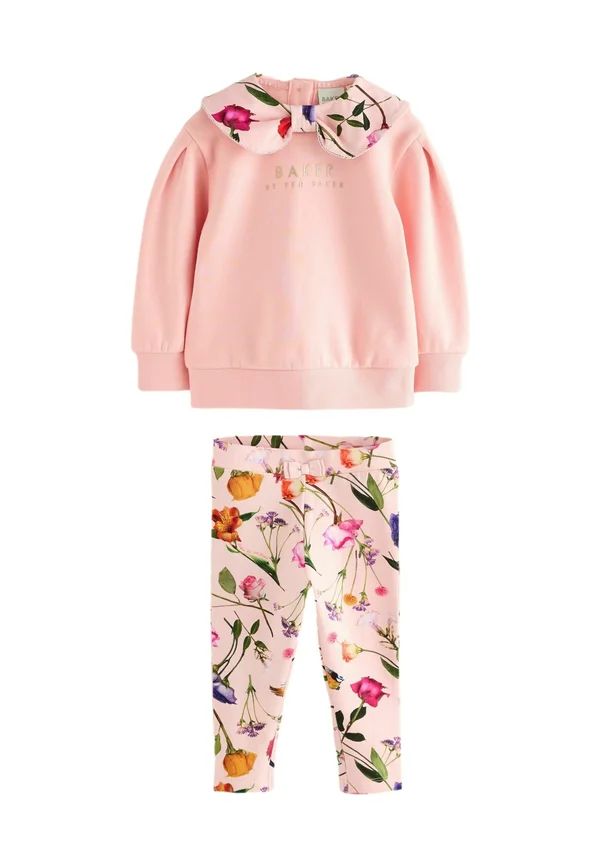 REGULAR FIT - 2 PIECE COLLARED AND PRINTED SET  - Sweatshirt - coral pink