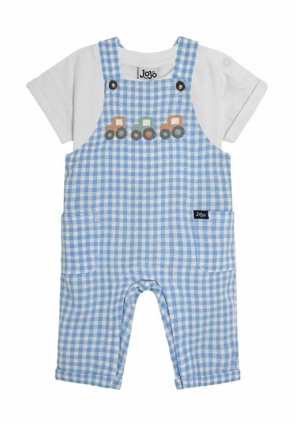 REGULAR FIT - 2-PIECE TRACTOR GINGHAM SET - Latzhose - blue