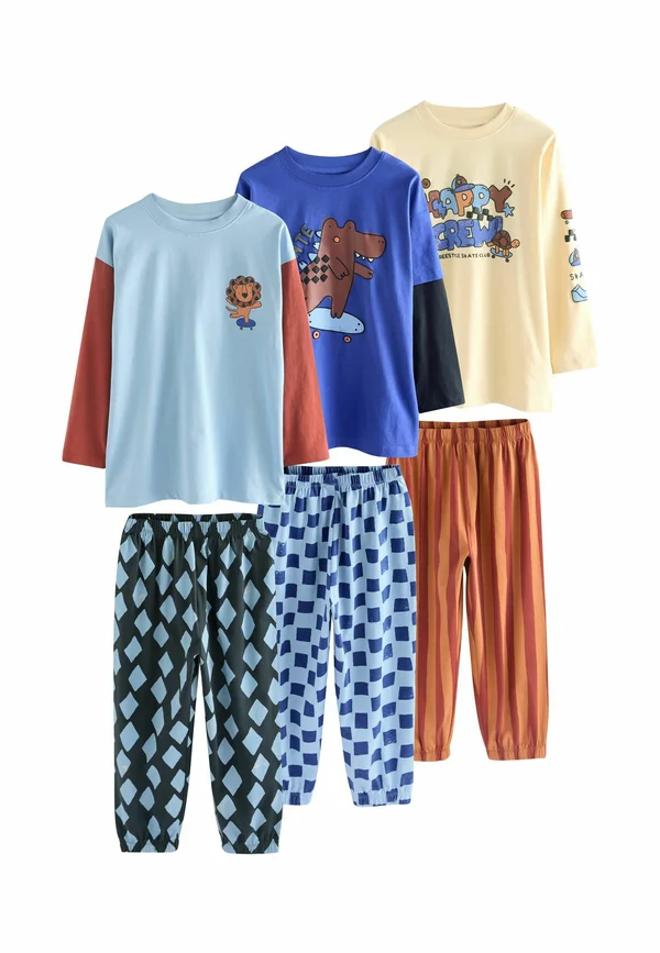 REGULAR FIT 3 PACK SET - Pyjama - blue brown dinosaur