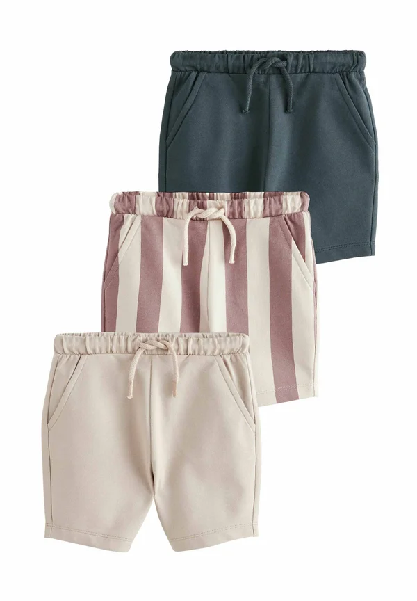 REGULAR FIT 3 PACK - Shorts - burgandy stripe charcoal grey cement