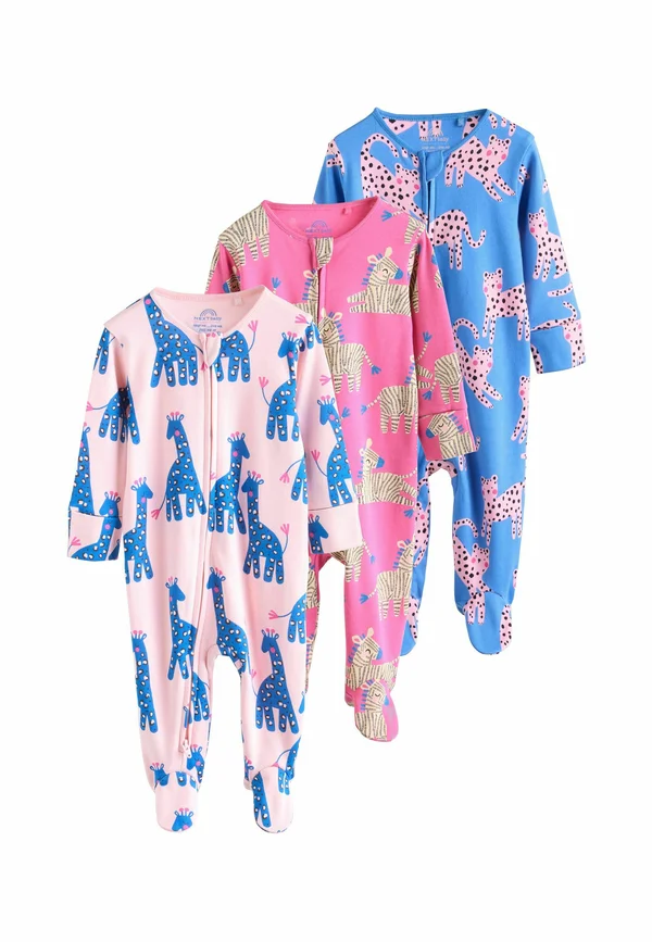 REGULAR FIT - 3 PACK TWO WAY ZIP - Strampler - blue pink animal character