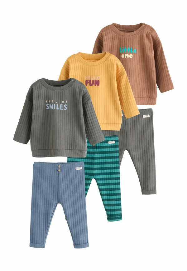 REGULAR FIT 6 PIECE SET - Langarmshirt - green brown slogan