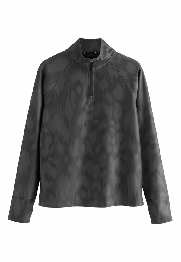 REGULAR FIT - ACTIVE QUARTER ZIP RUNNING - Langarmshirt - black white