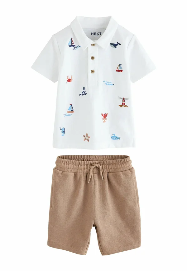 REGULAR FIT ALL-OVER-EMBROIDERED SET - Jogginghose - white