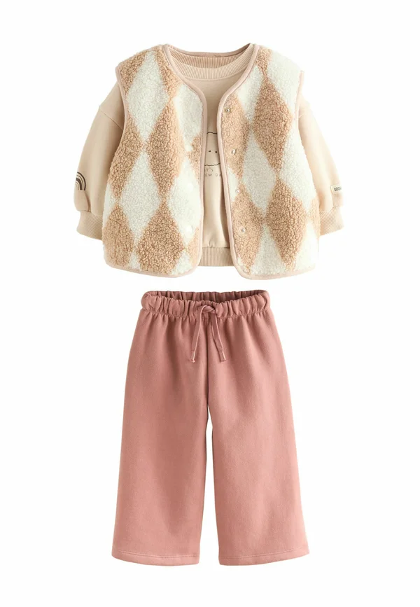 REGULAR FIT AND WIDE JOGGERS SET  - Weste - neutral teddy bear