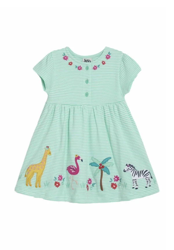 REGULAR FIT - APPLIQUÉ BUTTON FRONT - Jerseykleid - mint green safari animals