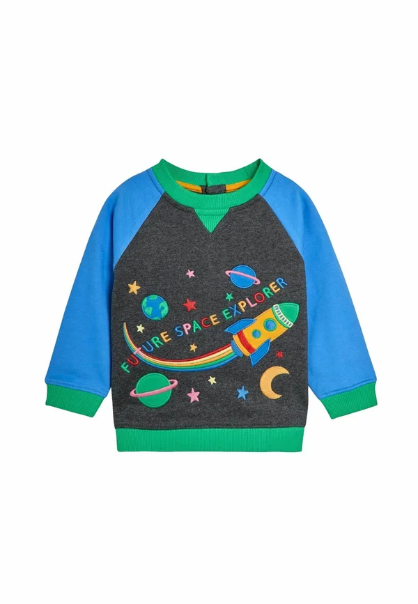 REGULAR FIT - APPLIQUÉ DROP SHOULDER - Sweatshirt - charcoal grey rocket