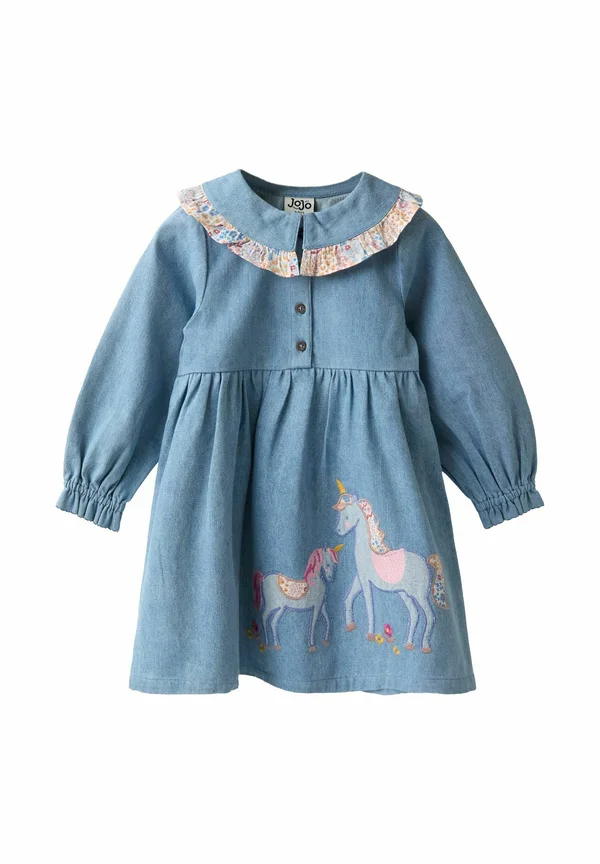 REGULAR FIT - APPLIQUÉ FRILL COLLAR - Jeanskleid - blue unicorn