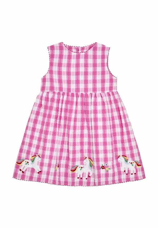 REGULAR FIT - APPLIQUÉ GINGHAM SUMMER - Blusenkleid - fuchsia pink unicorn