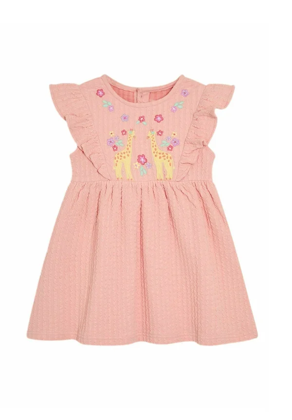 REGULAR FIT - APPLIQUÉ - Jerseykleid - coral pink giraffe