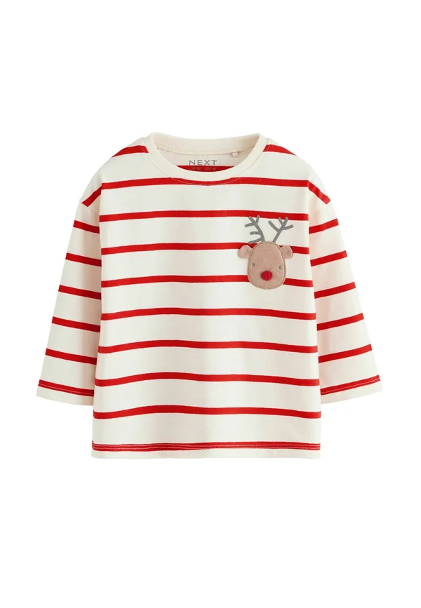 REGULAR FIT - APPLIQUÉ LONG SLEEVE - Langarmshirt - red stripe reindeer and santa print