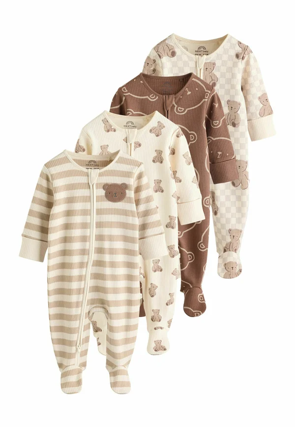 REGULAR FIT -BEAR TWO WAY ZIP 4 PACK - Strampler - brown