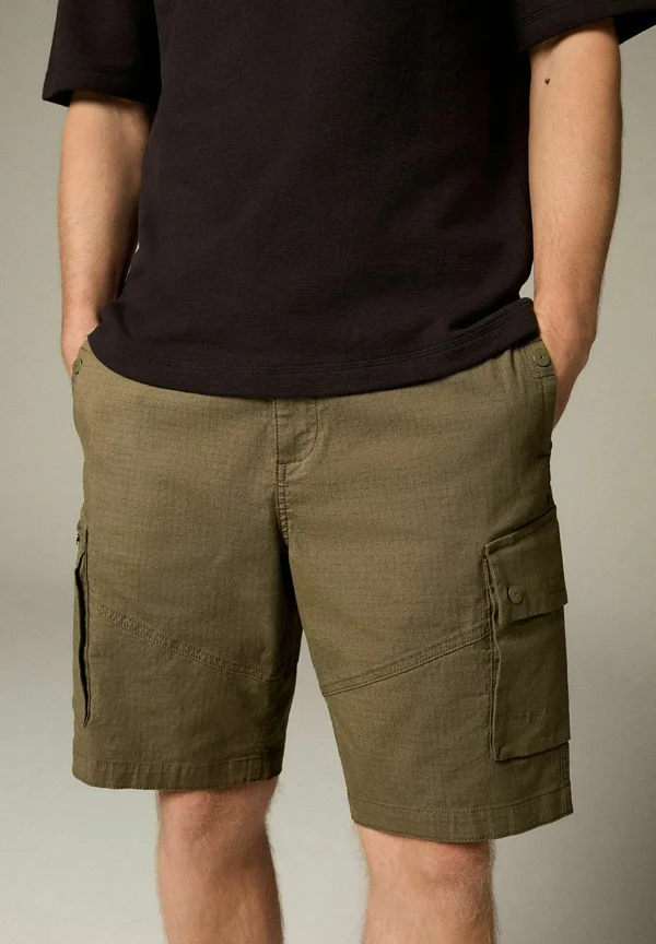 REGULAR FIT - BELTED STOP - Shorts - khaki green