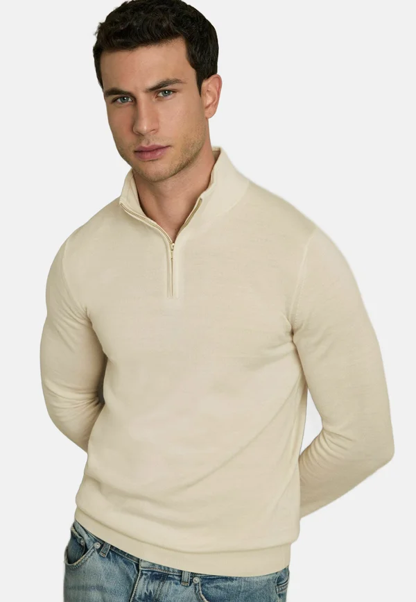 REGULAR FIT BLACKHALL HALF-ZIP  - Strickpullover - snow white
