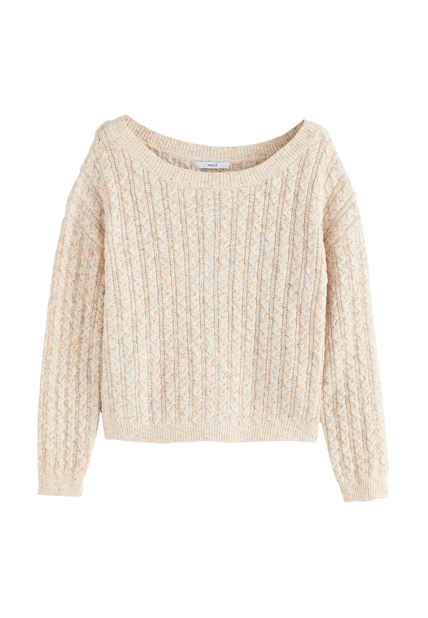 REGULAR FIT - BOAT NECK CABLE - Strickpullover - ecru multi neps