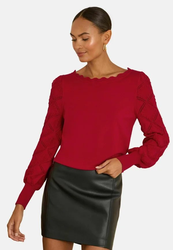 REGULAR FIT BOBBLE STITCH SCALLOP - Strickpullover - red